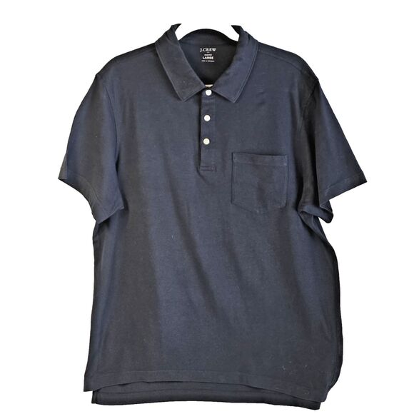 J.Crew "Washed" Polo Shirt Dark Blue L 100% Cotton 1 Pocket Casual Classic - Picture 1 of 8